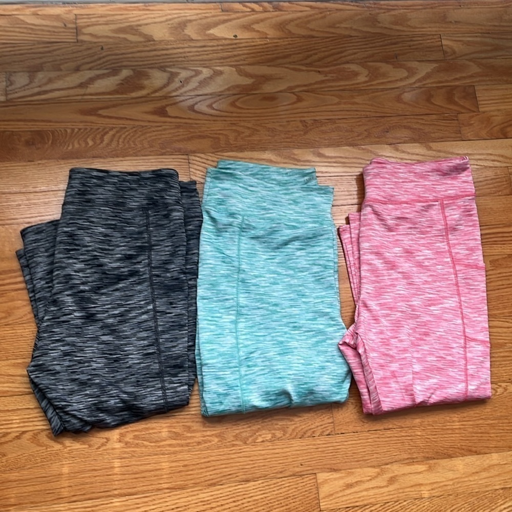 J Crew Athletic Leggings Cropped Space-dyed Pants Side Pocket lot of 3  XL